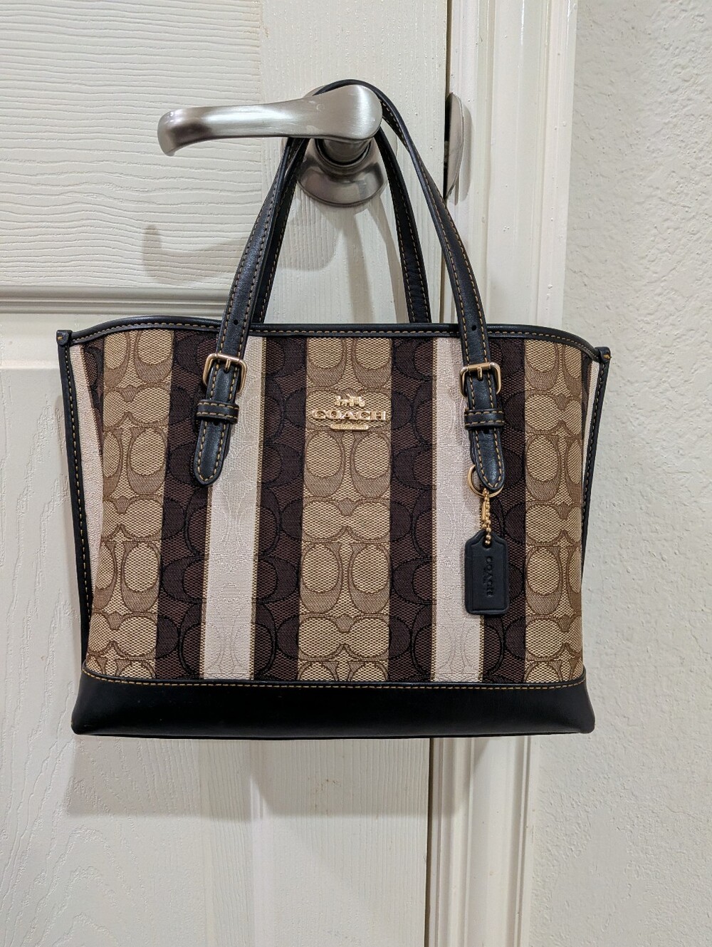 The Coach Mollie Tote 25 in Signature Jacquard with Stripes (C4086)